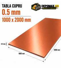 Tabla cupru 0.5mm – 1000 x 2000 mm – EN Cu-DHP Tabla cupru 0.5mm – 1000 x 2000 mm – EN Cu-DHP